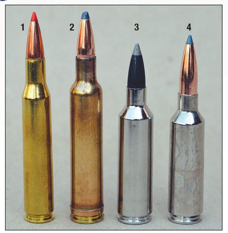 Popular sporting cartridges that utilize .277-inch bullets include the (1) .270 Winchester (1925), (2) .270 Weatherby Magnum (1943), (3) .270 WSM (2002) and the (4) 6.8 Western.